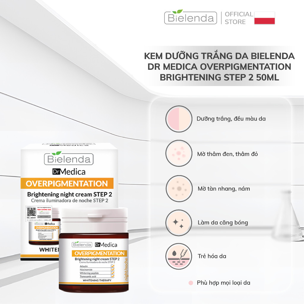 Kem dưỡng trắng da Bielenda Dr Medica Overpigmentation Brightening Step 2 50ml