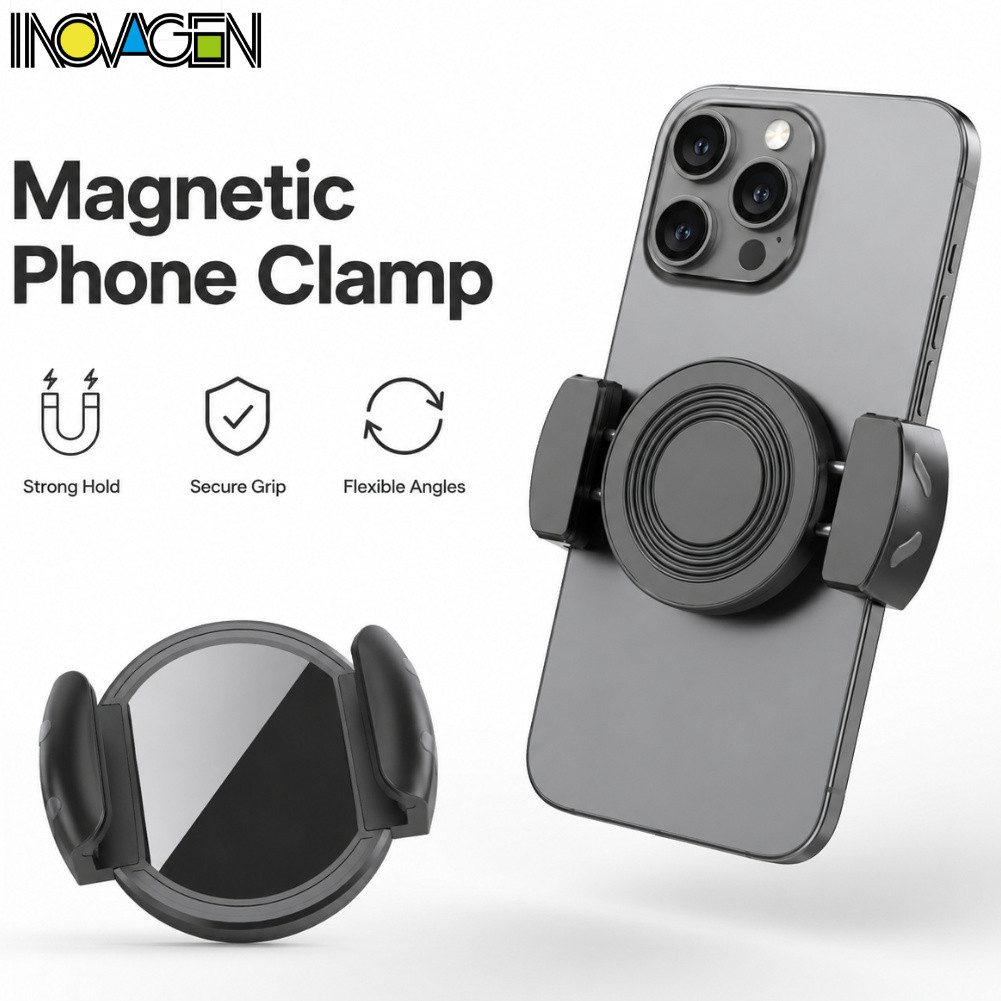 INOVAGEN IPC01 Kẹp giữ điện thoại từ tính Đa năng 54-105mm Kẹp kẹp cạnh dài cho chân máy Selfie Stick Vlog Chụp trực tiếp