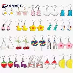 AN.MART 1 Cặp Bông Tai Thả Nhựa Handmade Dễ Thương Bông Tai Cho Nữ Bé Gái Hoạt Hình Ngộ nghĩnh Động Vật Thỏ Du Tai Xuyên Trang Sức Quà Tặng VN