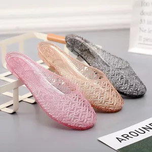 Dép Pha Lê Nữ Rỗng Hộ Gia Đình Phòng Tắm Tắm Trung Niên Ngón Chân Đế Giày Nửa Dép Bên Ngoài Mặc K1TK