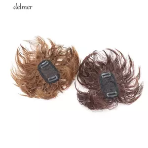 DELMER Tóc Giả Đầu Đỉnh Khối Đen Thay Thế Sợi Tổng Hợp Tăng Độ Dày Tóc Vô Hình Che Phủ Tóc Bạc Nữ Tóc Giả Topper Lông Tơ