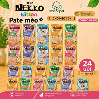[Combo 24 Gói] Pate Nekko 70g Cho Mèo Chính Hãng Thái Lan Đủ Vị Cá Ngừ Gà Tôm - Wanna Pet