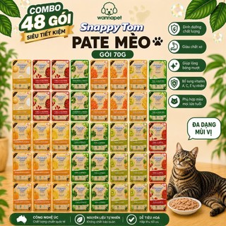 [Combo 48 Gói] Pate Mèo SNAPPY TOM 70g Vị Trái Cây Giàu Vitamin Hỗ Trợ Tiêu Hóa - Wanna Pet