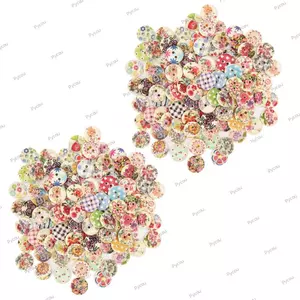 PYCOU 200 Nút Hoa Cổ Điển, Kích Thước 15 Mm Màu Hỗn Hợp Nút Gỗ, Trang Trí Thiết Kế Vintage Nút Thủ Công DIY Craft