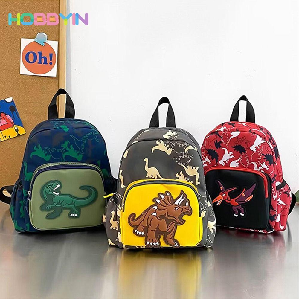 Túi đi học HOBBYIN, Túi đeo vai di động khủng long hoạt hình, Ba lô mẫu giáo nhẹ dung tích lớn chất lượng cao