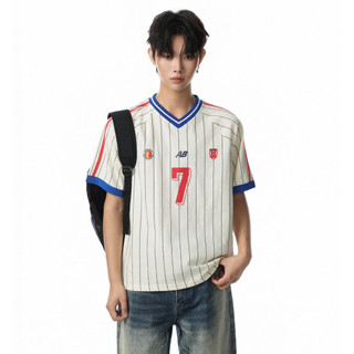 Áo thun nam GKSSS tay ngắn sọc hợp thời trang Mỹ áo unisex cổ chữ V chất lượng cao