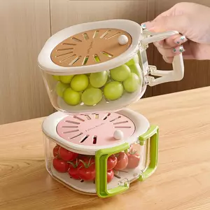 Dụng cụ lọc trái cây 2 trong 1 Tay cầm có thể gập lại Dụng cụ ăn uống đa chức năng có nắp Bát lọc rau củ cho gia đình Dã ngoại Salad Berry jiwvn