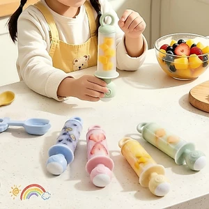 Cc Bộ 4 Khuôn Làm Kem Nhựa Popsicles Cấp Cho Món Ăn Mùa Hè