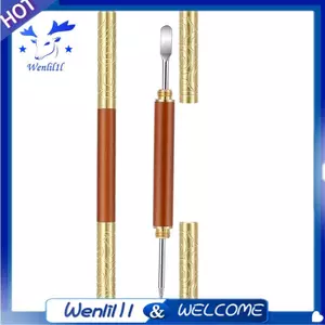 2 Bút nghệ thuật Latte hai đầu, thép không gỉ có tay cầm bằng gỗ để sử dụng tại nhà, quán cà phê và du lịch