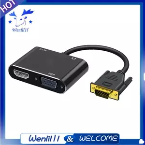 -Bộ chuyển đổi tương thích Bộ chuyển đổi âm thanh 3,5 mm Hỗ trợ màn hình kép cho bộ chia VGA máy chiếu