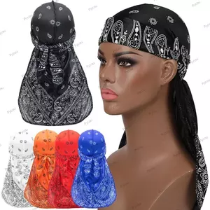 PYCOU In Hình Durag, Khăn Bandana Thoáng Khí In Hoa Điều, Khăn Trùm Đầu Dài Thoải Mái Mượt Trơn Hàng Ngày Thường Ngày