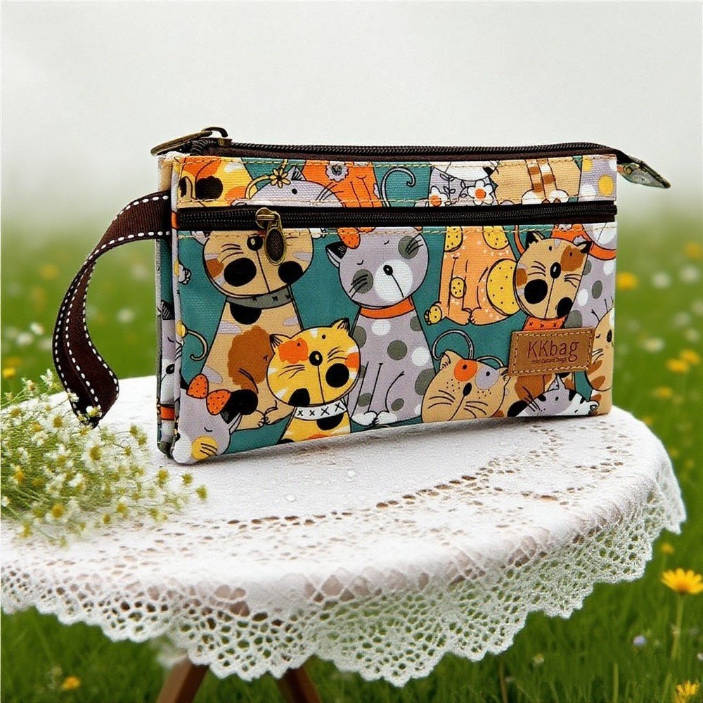 Canvas Phim Hoạt Hình Nhiều Lớp Ly Hợp Nữ Ly Hợp Túi Điện Thoại Di Động