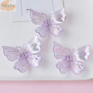 Phụ kiện nhựa bướm NKSFX, Đồ dùng thủ công màu Gradient Phụ kiện bướm trong suốt, Chất liệu nhựa Màu trong suốt Phong cách ngọt ngào Vật liệu trang sức DIY