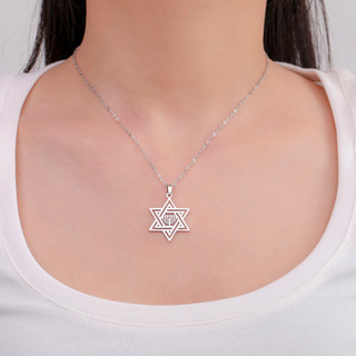 SKYRIM Ngôi Sao David Hanukkah Menorah Vòng Cổ Thép Không Gỉ Hexagram Bảo Vệ Bùa Hộ Mệnh Tôn Giáo Mặt Dây Chuyền Trang Sức Do Thái