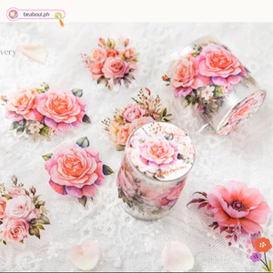 BEABOUT Băng trang trí, Plant Flower Lovers Journal PET Washi Tape, Vintage Mr.Paper Scrapbooking Sticker Set