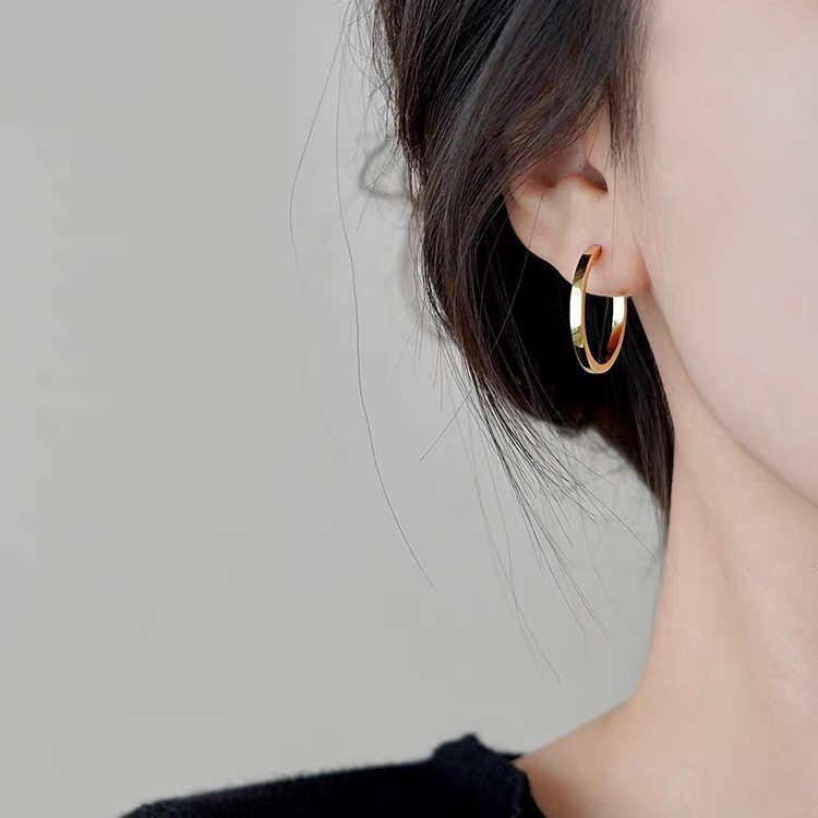 Bông tai vòng nữ thanh lịch tối giản phong cách Pháp