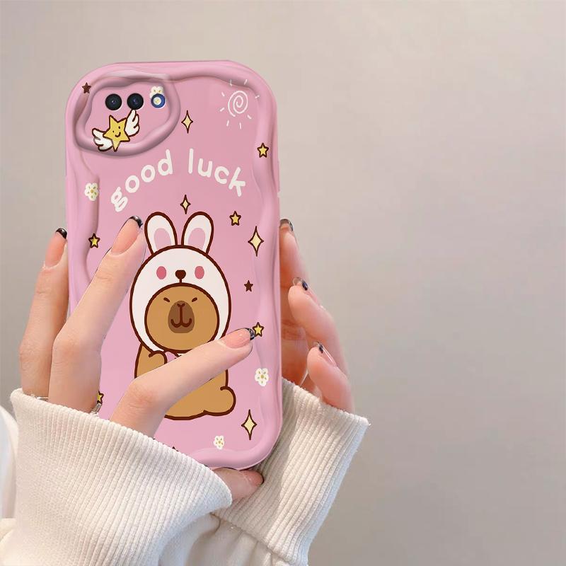 Thích hợp cho OPPO A1K A3S A12E AX5 Realme C2 Bảo vệ 3D TPU mềm Capybara Vỏ điện thoại chống sốc
