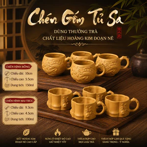 CHÉN GỐM TỬ SA THƯỞNG TRÀ HOÀNG KIM ĐOẠN NÊ CAO CẤP – VẺ ĐẸP THANH NHÃ CHO KHÔNG GIAN TRÀ ĐẠO
