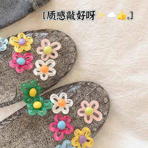 Người Nổi Tiếng Pha Lê Giày DIY Hoa Nhỏ Lỗ Giày Dép Nhà Nông Miệng Đơn Pha Lê Trong Suốt Dép NFNZ