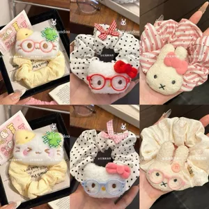 Bốn Lá Cỏ Ba Lá May Mắn Mèo Con Scrunchy Buộc Tóc Dây Buộc Tóc Hoạt Hình Dễ Thương Biểu Tượng Cảm Xúc Dây Cao Su Sinh Viên Bóng Đầu Dây Buộc Quà Tặng