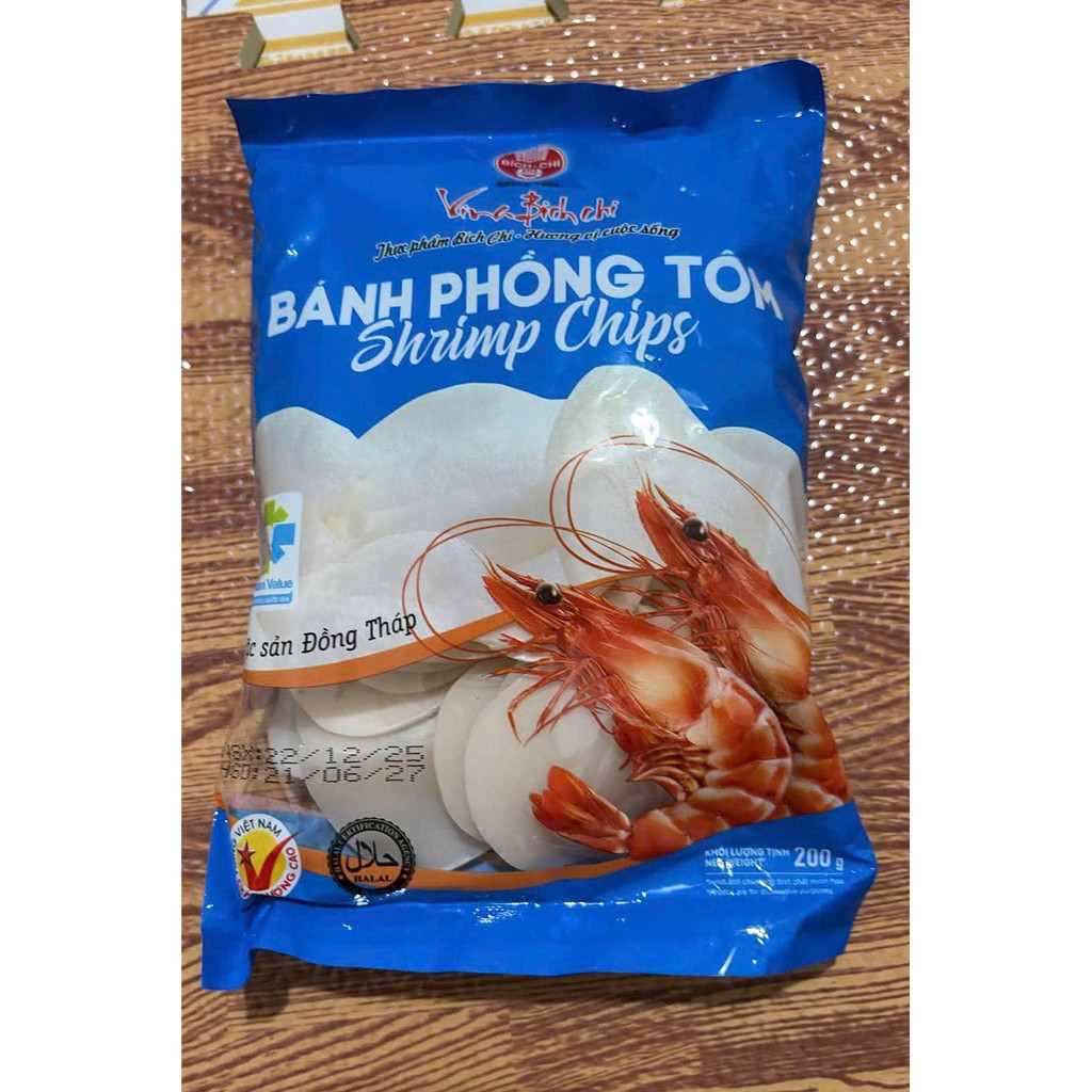 Bánh Phồng Tôm Bích Chi Gói Lớn 200Gr - Thơm ngon, giòn rụm - đặc sản Đồng Tháp
