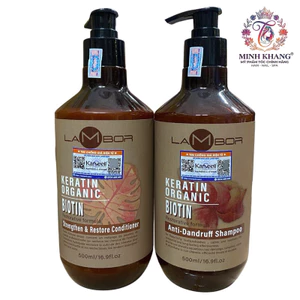 Gội Xả Giảm Gàu, Ngứa, Phục Hồi, Siêu Mềm Mượt Hương Nước Hoa LAMBOR Biotin Keratin 1000mlx2 [ MK ]