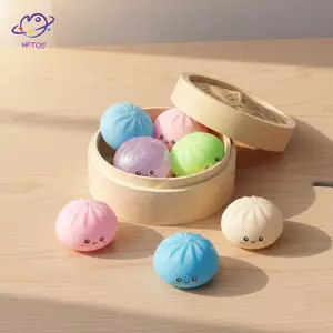 HFTOY Mềm Hấp Buns Pinch Đồ Chơi Mô Phỏng Bánh Mì Squishy Trang Trí Máy Tính Để Bàn Đàn Hồi Cho Phòng Học Tập Hoặc Thư Giãn Văn Phòng ~