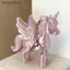 SRVN Móc khóa Pegasus thời trang 3D in màu hồng có khóa trái tim Túi quyến rũ dễ thương.