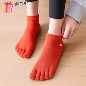 GAVESTO Cotton Bọc Toàn Bộ Năm Ngón Tất, Tất Tập Yoga Khiêu Vũ Keo Chống Trượt Cotton, Hấp Thụ Mồ Hôi Và Thoáng Khí Mềm Mại Và Thân Thiện Với Da Ấm Áp Pilates Tập Thể Dục Và Thể Dục Tất