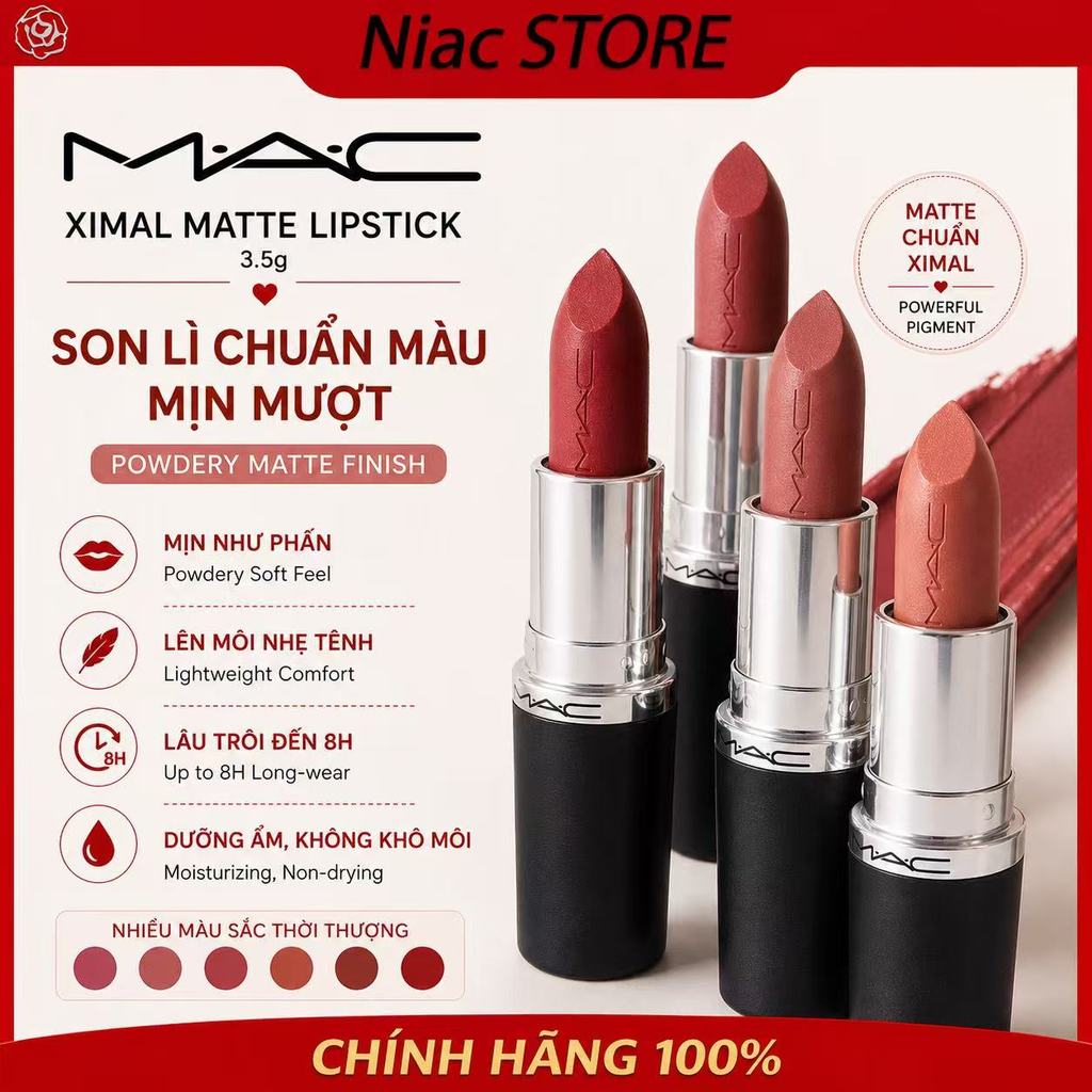 🔥 Son Thỏi Lì 𝕄𝔸ℂ 𝐗𝐈𝐌𝐀𝐋 𝐌𝐚𝐭𝐭𝐞 𝐋𝐢𝐩𝐬𝐭𝐢𝐜𝐤 3.5g Full Size Chính Hãng| Màu Son Tinh Tế, Finish Mịn Đẹp