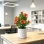 {WELV}White Pot 9-Bloom Faux Lily Plant Plastic Stems Realistic Look for Indoor Spaces