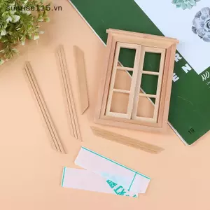 SRVN 1 Bộ 1: 12 Nhà Búp Bê Thu Nhỏ Khung Cửa Sổ Không Sơn 6 Chảo Nội Thất Cửa Sổ Mô Hình Trang Trí Đồ Chơi Phụ Kiện Nhà Búp Bê.
