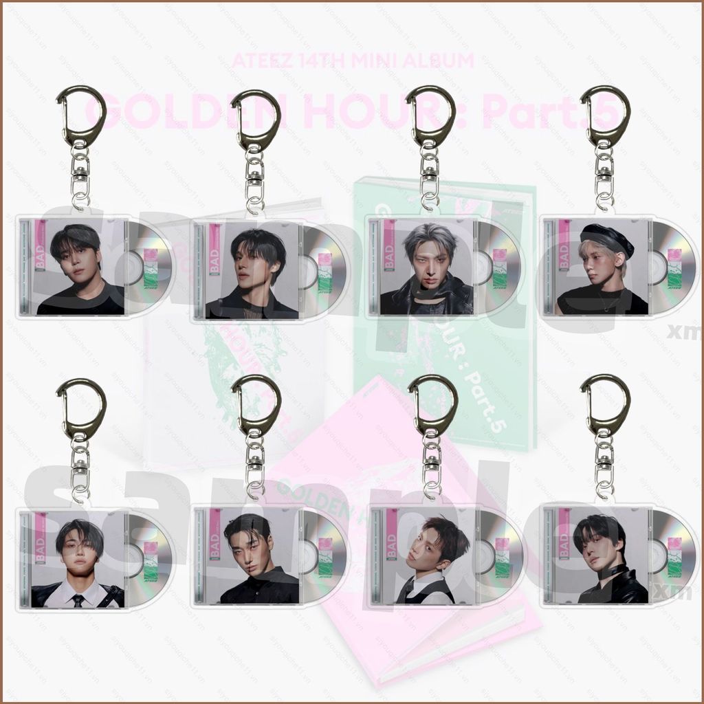 Móc khóa Acrylic SQ11 ATEEZ 14TH MINI ALBUM VÀNG GIỜ: Part.5 Mặt dây chuyền bền cho ba lô Túi & chìa khóa