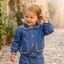 1-6 Tuổi Trẻ Em Bé Gái Mùa Thu Áo Khoác Denim Có Túi Sò Viền Thường Ngày Nút Xuống Búp Bê Cổ Áo Dài Tay