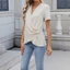 PCF * Áo sơ mi ngắn tay cổ chữ V có gân đan ruched bất đối xứng được trang bị thanh lịch