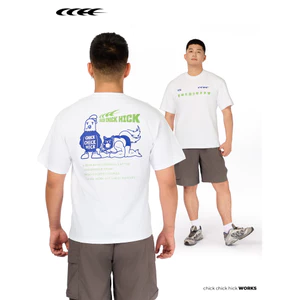 Áo Sơ Mi Cao Cấp Chick Chick Sport Ngộ nghĩnh Puppy In Hình Thể Dục Đơn Giản Rời 100% Cotton Cao Cấp Phong Cách Hàn Quốc Cổ Tròn Tay Ngắn