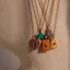 Shuling đá tự nhiên dát xương đòn chuỗi thiết kế thích hợp trái tim và mặt dây chuyền vuông Vòng cổ mạ vàng