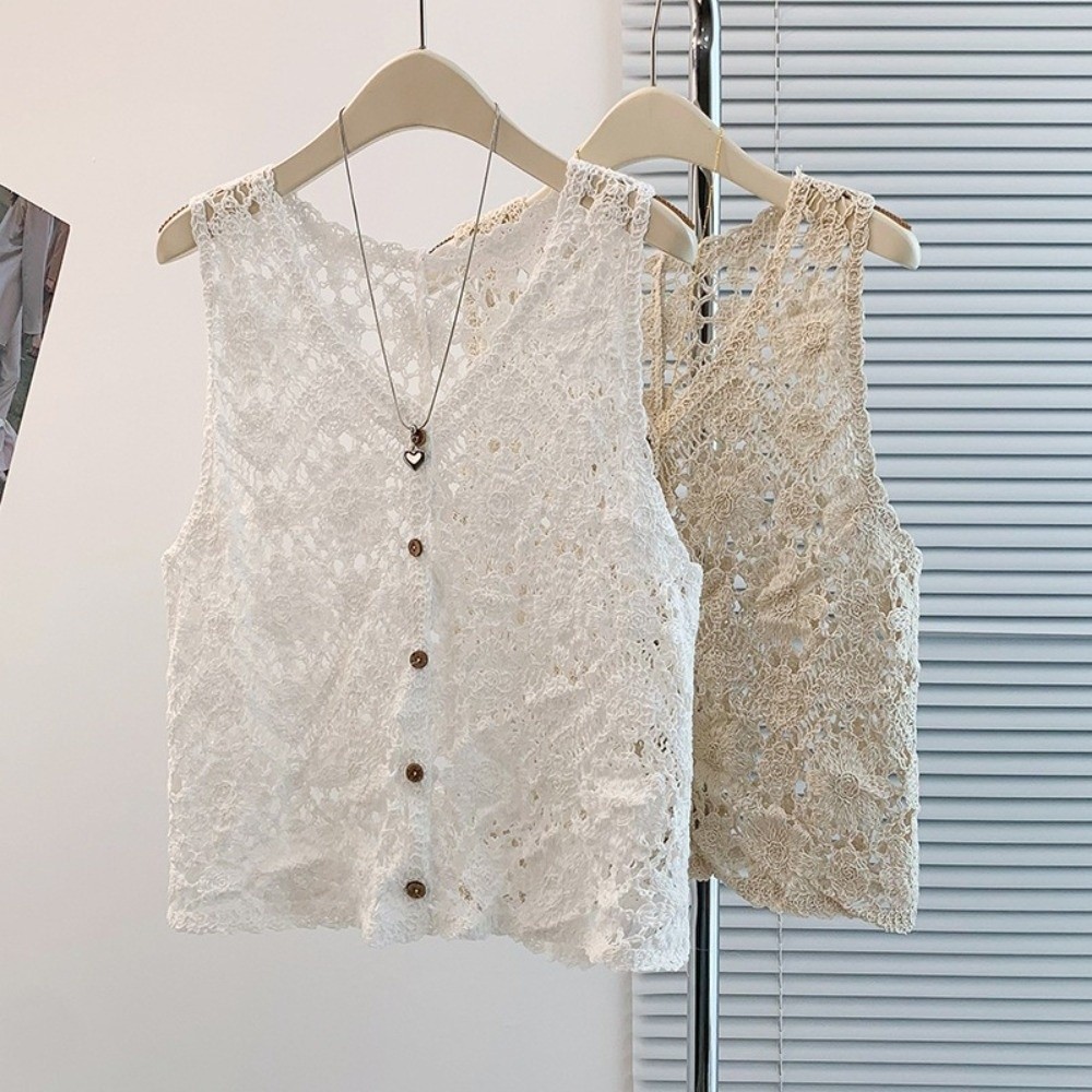 Áo Vest móc FEDAOG, Áo len cardigan rỗng họa tiết Boho, Thiết kế nhiều lớp đa năng Áo len cardigan không tay dáng rộng vừa vặn cho nữ