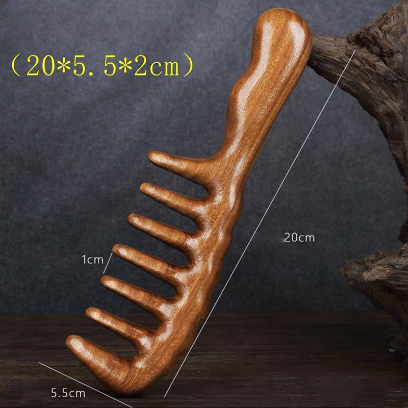 KUZHEN Gỗ Đàn Hương Tự Nhiên Lược Chải Tóc Bằng Gỗ Chống Tĩnh Điện Máy Mát Xa Răng Rộng Dài Detangle Gỗ Đàn Hương Lược Chăm Sóc Tóc Quà Tặng Hộ Gia Đình HOT