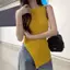 PNPIA- Mùa Hè Mới Thiết Kế Thời Trang Dệt Kim Camisole Top Khe Mỏng Phù Hợp Với Nữ