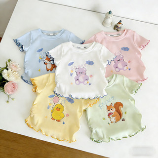 (1-8Yrs) Bé Gái Tay Ngắn Áo Mùa Hè Thoáng Khí Dễ Thương Cho Bé Tập Đi Áo Thời Trang Trẻ Em Thường Ngày