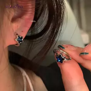 AqToCna 1 Mới Hợp Thời Trang Shinning Pentagram Ngôi Sao Bông Tai Vòng Dành Cho Nữ Cô Gái Đơn Giản Dễ Thương Ngọt Ngào Vintage Bông Tai Xuyên Xương Tai Trang Sức Móng Tay AqToCna