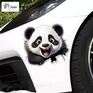 Miếng dán xe hơi hình gấu trúc dễ thương, 3D sáng tạo cho thân cửa, bảo vệ vết xước hiệu quả.