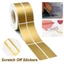 BEABOUT 500 / 1000 Cái / Cuộn Miếng Dán Trầy Xước, Nhãn Trò Chơi Phần Thưởng Hình Vuông Vàng Bạc, Sọc Trầy Xước Chống Thấm Nước Dễ Trầy Xước Nhãn Dán