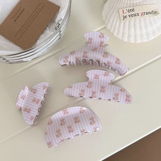 Kovoi / Phong Cách Hàn Quốc ins Phong Cách Ánh Sáng Xanh Kẻ Sọc Gấu Kẹp Cô Gái Ngọt Ngào Trái Tim Ngôi Sao Cá Mập Kẹp Đầu Mặt Sau Kẹp Tóc.