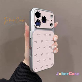 Ốp Lưng Cho IPhone 15 17 16 11 13 14 12 Pro Max 16 7 15 14 8 Plus Bìa giả da họa tiết vải thiều Sweet Bow