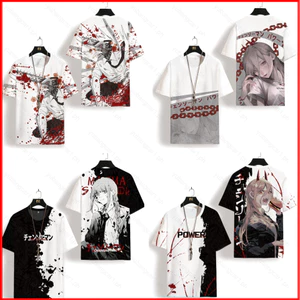 YB1 Cưa Xích Người Anime Áo Thun Nữ Tay Ngắn Top Cosplay Denji Power Unisex Tee Áo Sơ Mi Thời Trang Oversize 3D In Hình Thường Ngày T