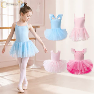 Đầm múa ba lê EDIWANY, Váy ba lê Sequin ngắn tay cho bé gái, Váy hoàng tử chuyên nghiệp Dây đeo chéo Váy khiêu vũ dự tiệc phồng rộp Mặc sân khấu