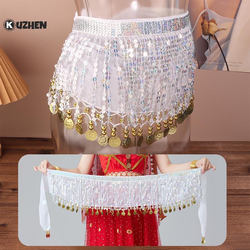 KUZHEN Bụng Khiêu Vũ Eo Dây Xích Boho Sequin sel Thắt Lưng Khiêu Vũ Ấn Độ Hip Khăn Jazz Khiêu Vũ Thể Hiện Trang Phục Với Dangling Kim Sa Lấp Lánh HOT