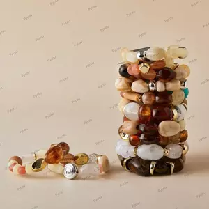 Vòng tay đính cườm PYCOU, Vòng tay Boho nhiều màu Acrylic, Hạt không đều Nhẹ Boho Sang trọng Vòng tay đàn hồi Trang sức